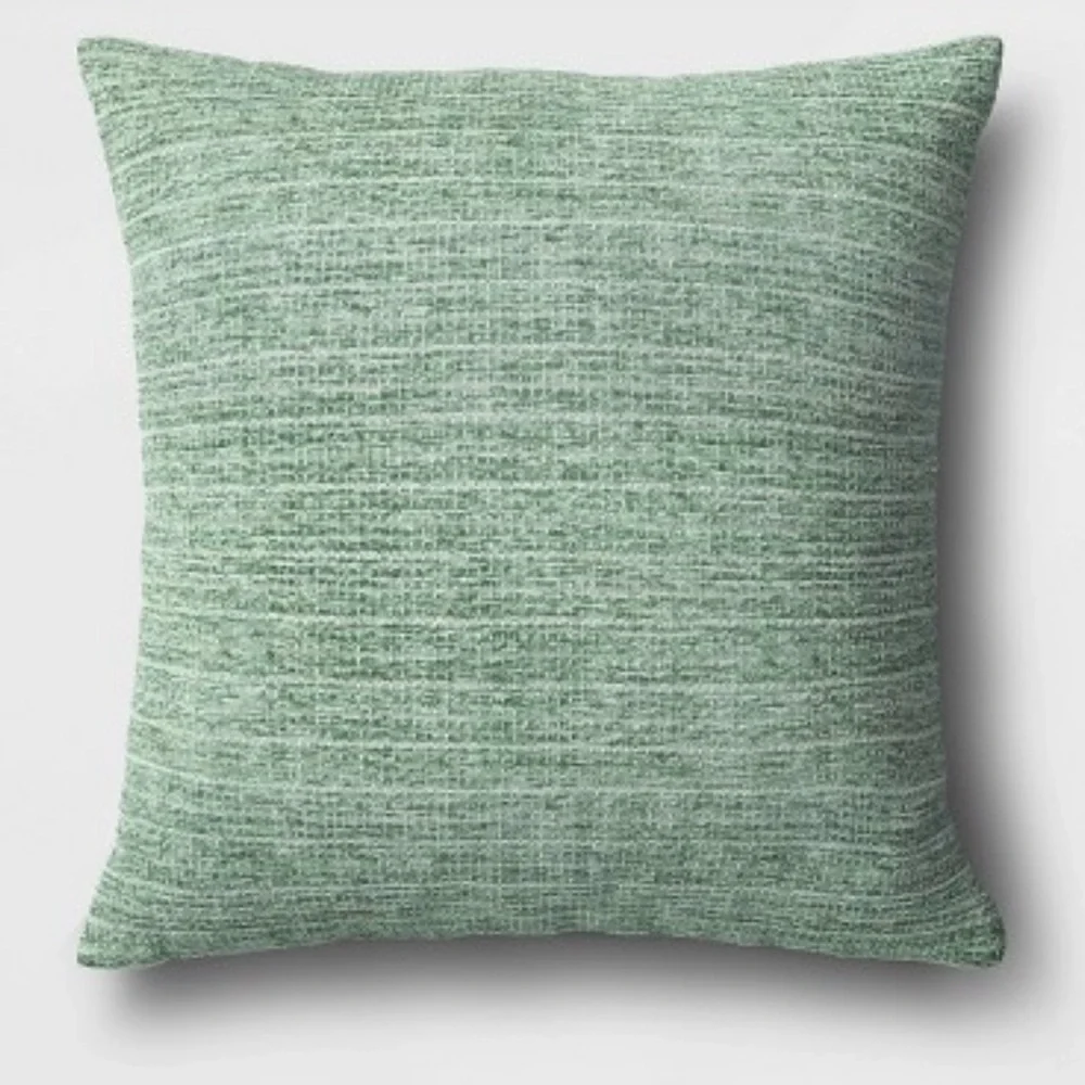 2pc of Checkerboard Woven Cotton Square Throw Pillow Mint Green Indoor